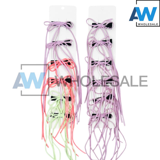 HPN-2136 (12 pcs) Shoe String Ribon Hair Clips