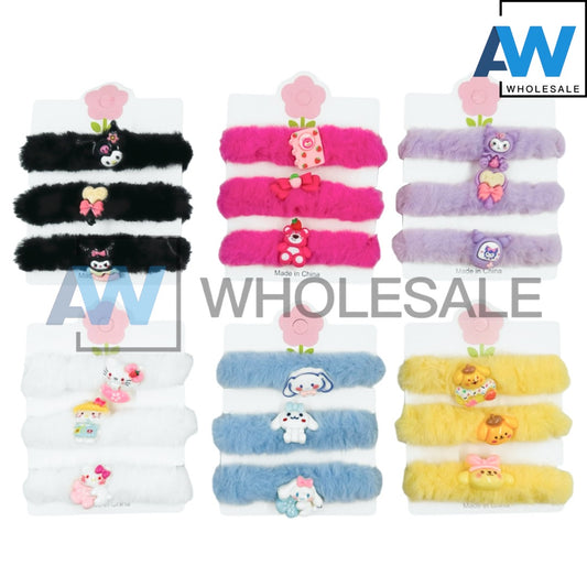 HPN-2142 (12 pcs) Character Faux Fur Hair Tie Set