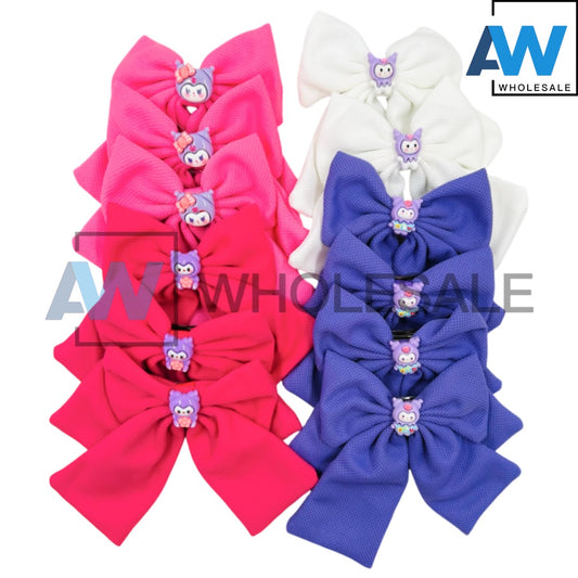 HPN-2161 (12 pcs) K Character Ribbon with Tail Hair Ties