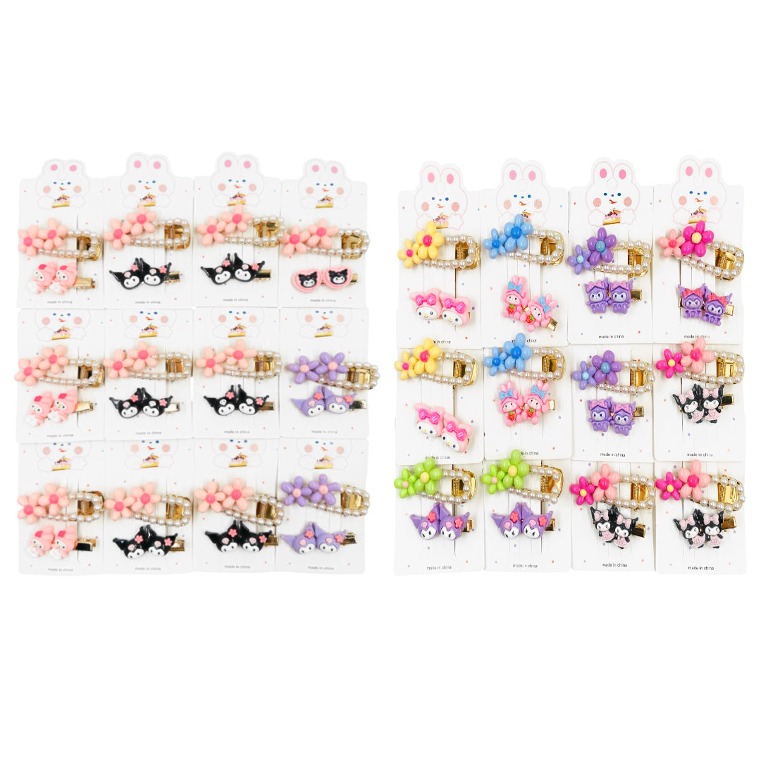 HPN-2166 (12 cards) K Character 2 in 1 Hair Clip Set
