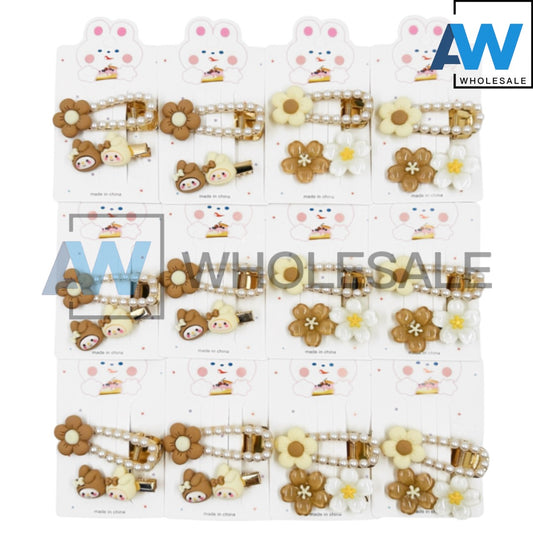 HPN-2167 (12 cards) Flower 2 in 1 Hair Clip Set