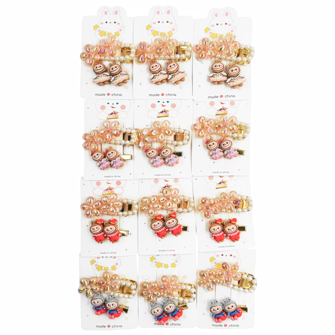 HPN-2167A (12 cards) Character 2 in 1 Hair Clip Set