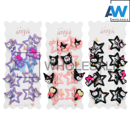 HPN-2171 (8 pcs) K Character Ribbon Snap Hair Clips