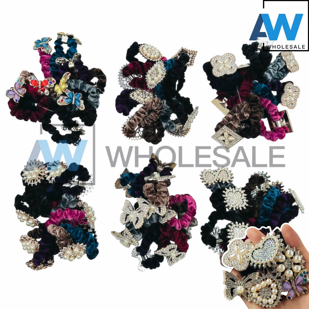 HPN-2172 (10 pcs) Gemstone Hair Scrunchies Hair Ties