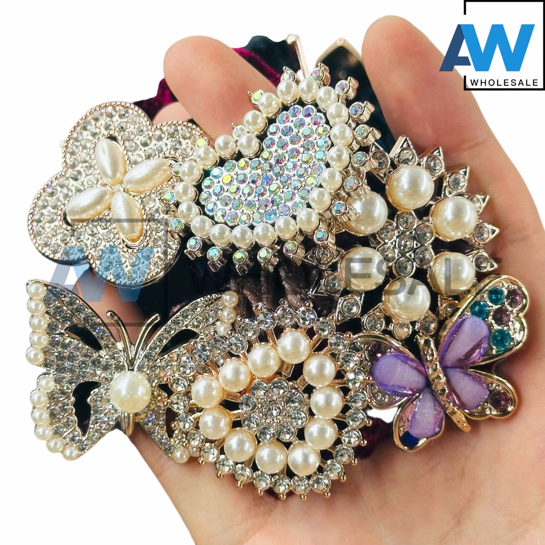 HPN-2172 (10 pcs) Gemstone Hair Scrunchies Hair Ties