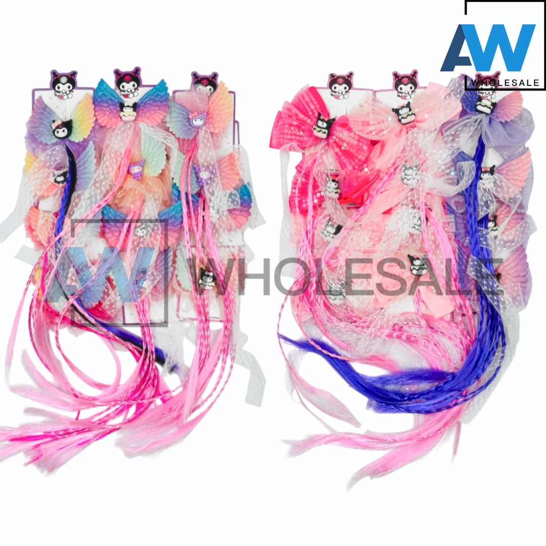 HPN-2178 (12 pcs) Character Ribbon Lace Hair Clips