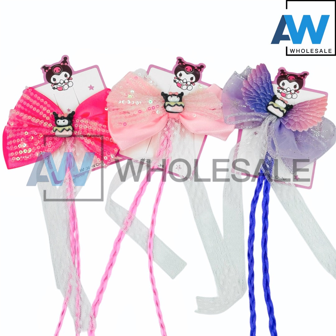 HPN-2178 (12 pcs) Character Ribbon Lace Hair Clips