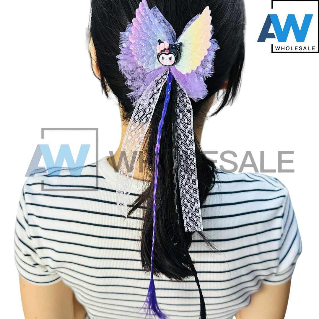 HPN-2178 (12 pcs) Character Ribbon Lace Hair Clips