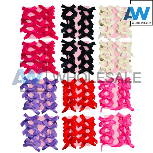 HPN-2180 (1 card) Mini Satin Ribbon Hair Clips