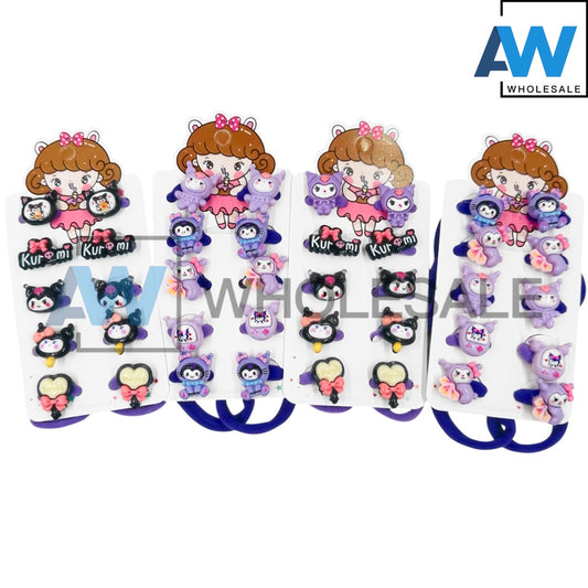 HPN-2188 (1 card) K Character Hair Ties Set