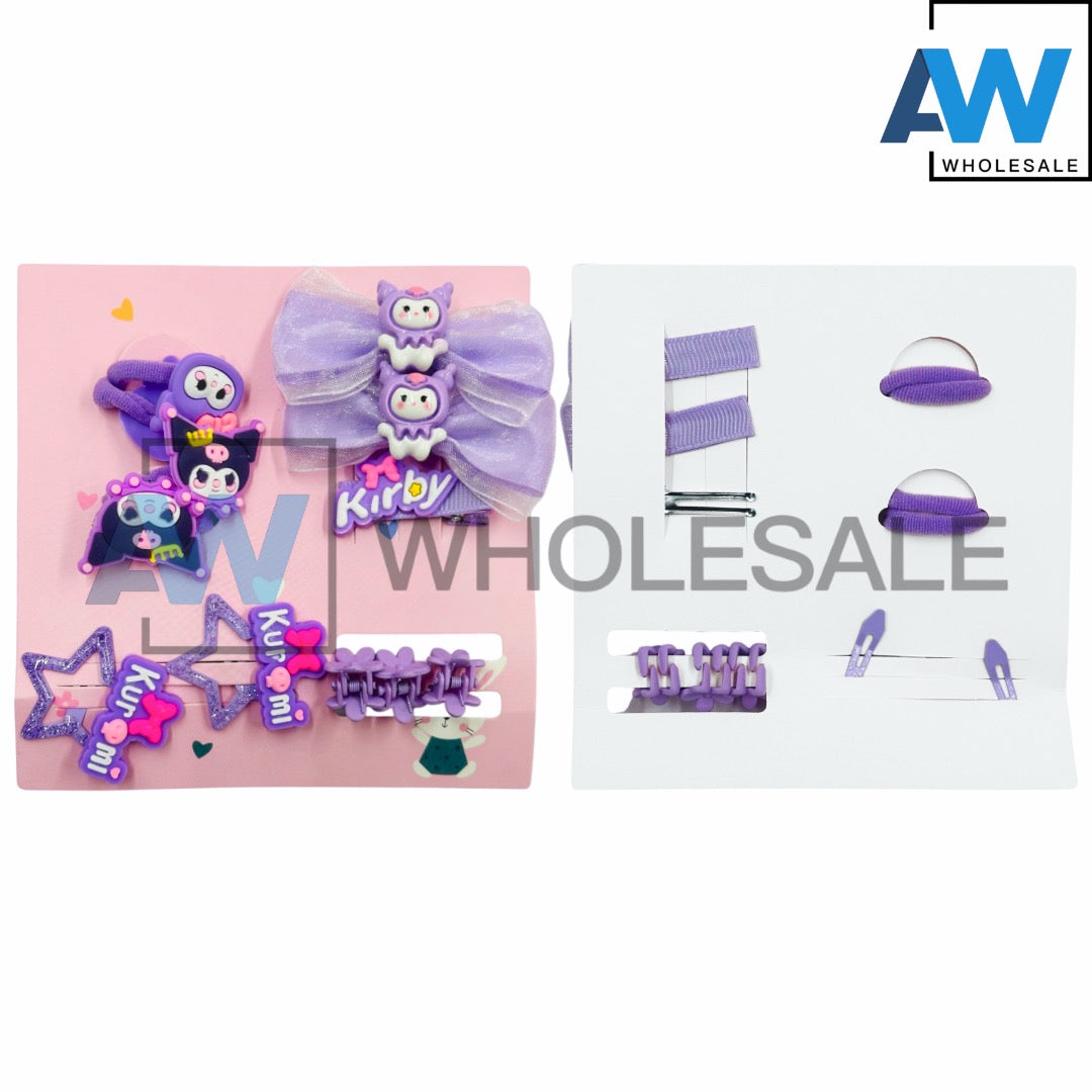 HPN-2192 (1 set) K Character Hair Clip & Hair Tie Set