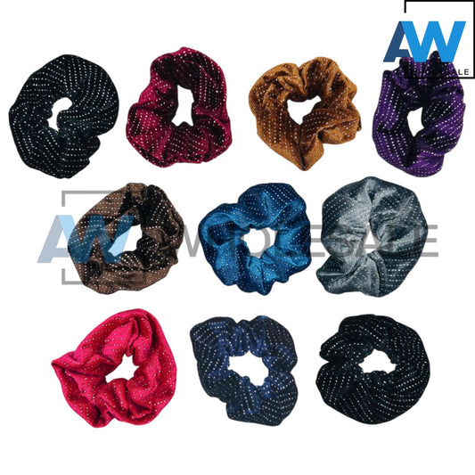 HPN-2198 (10 pcs) Mini Metal Beads Scrunchies Hair Ties