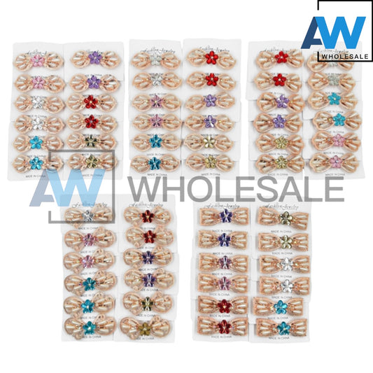 HPN-2205 (12 pcs) Gemstone Barette Hair Clips