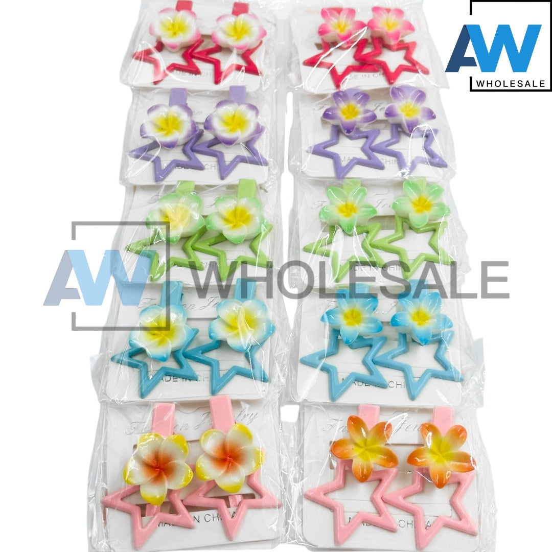 HPN-2215 (10 pcs) Flower Star Hair Clips