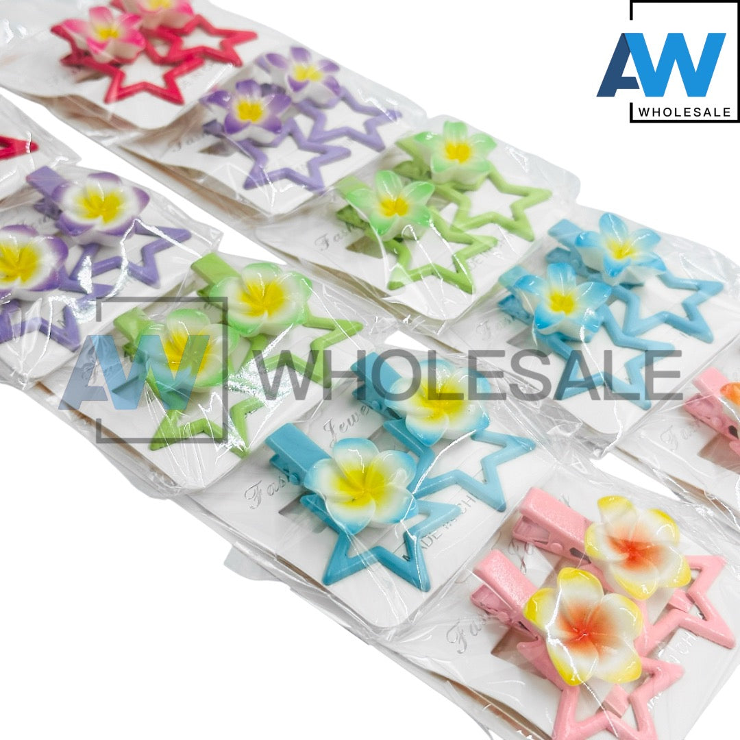 HPN-2215 (10 pcs) Flower Star Hair Clips