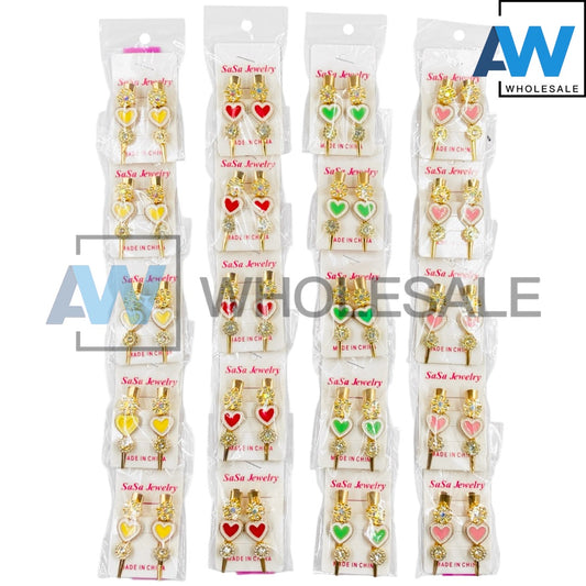 HPN-2227 (10 pcs) Heart Diamond Hair Clips