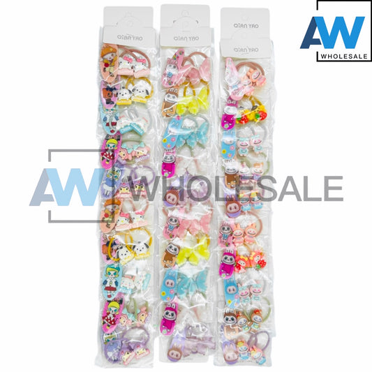 HPN-2229 (1 card) Labubu Hair Clip & Hair Tie Set