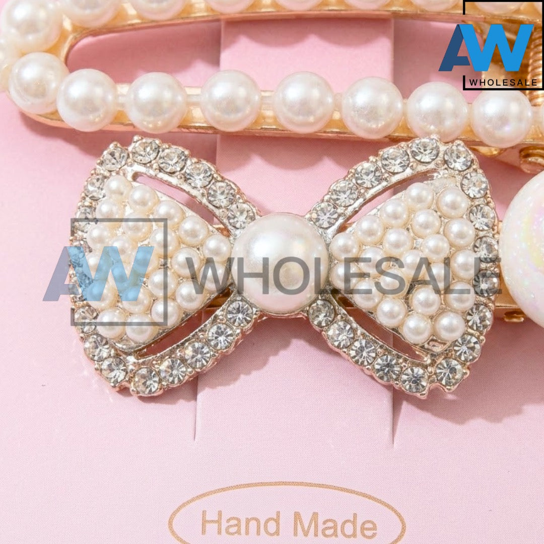 HPN-2263 (12 cards) Pearl 2 in 1 Hair Clip Set