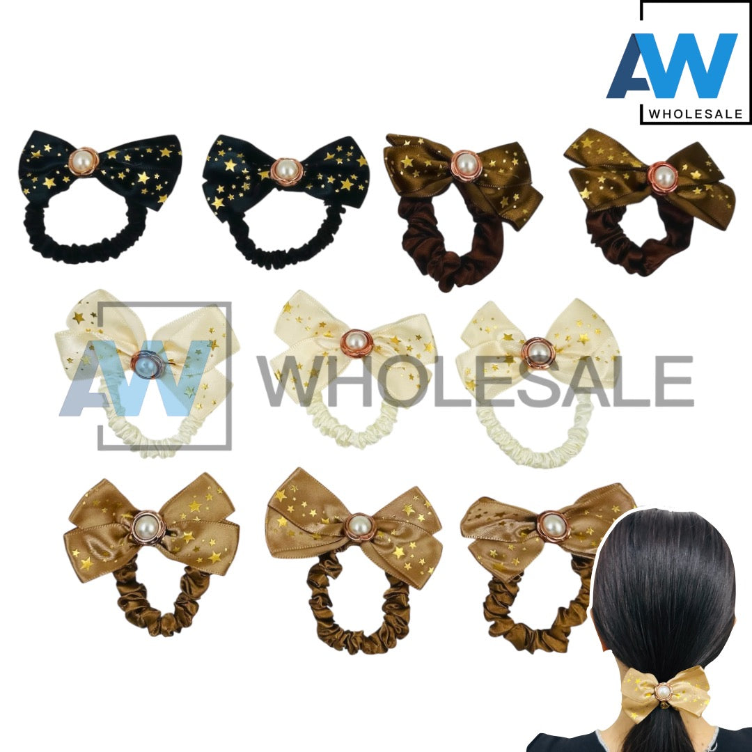 HPN-2266 (10 pcs) Pearl Star Pattern Hair Ties