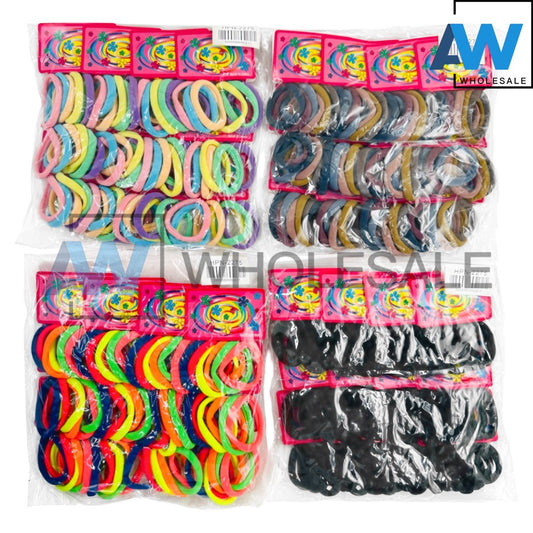 HPN-2275 (12 cards) 6 in 1 Plain Elastic Hair Ties