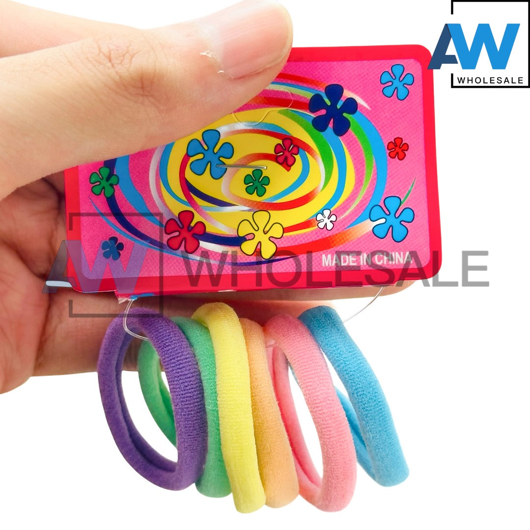HPN-2275 (12 cards) 6 in 1 Plain Elastic Hair Ties