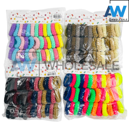HPN-2276 (10 pcs) Textured Plain Fabric Hair Ties