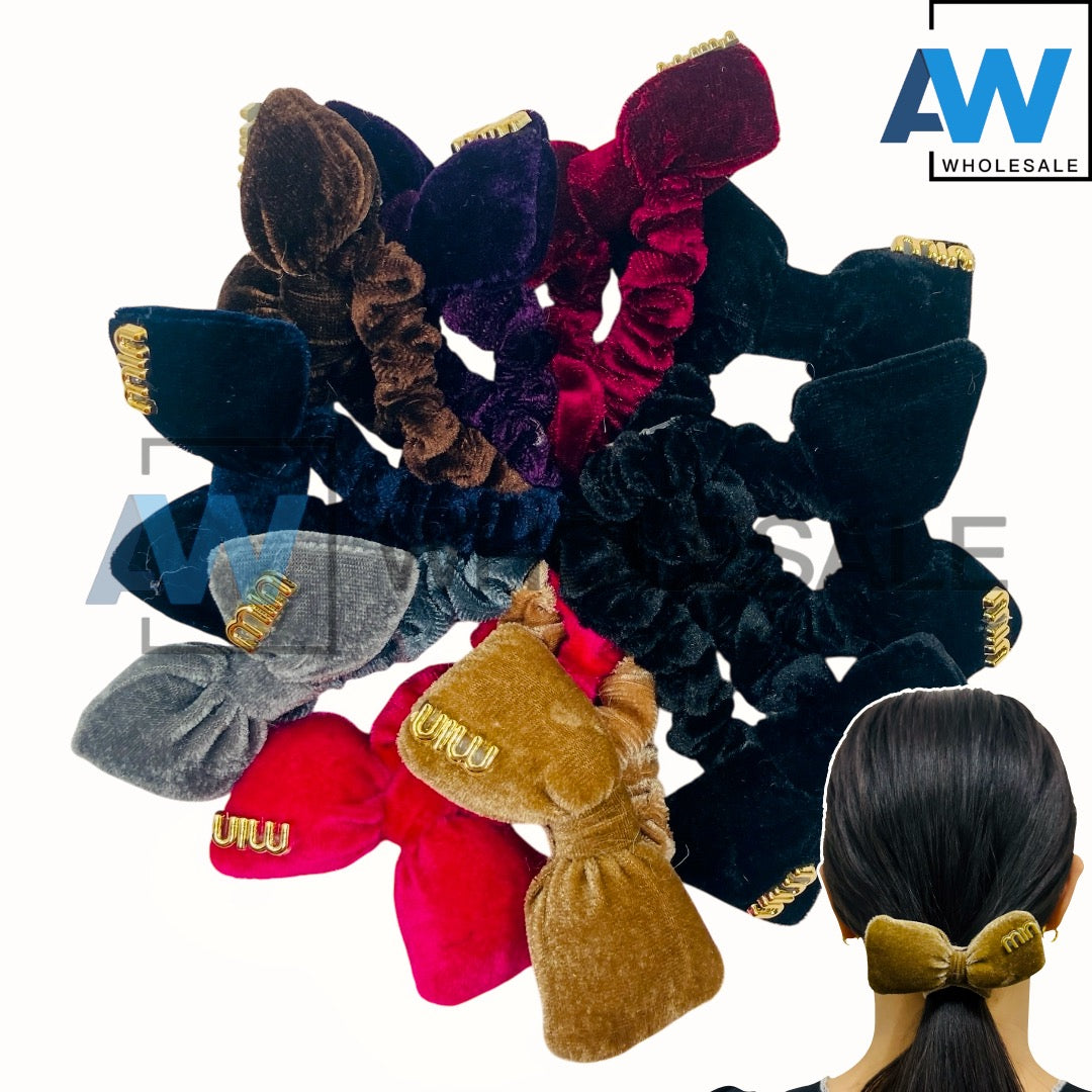 HPN-2284 (10 pcs) Puff Ribbon Velvet Hair Ties