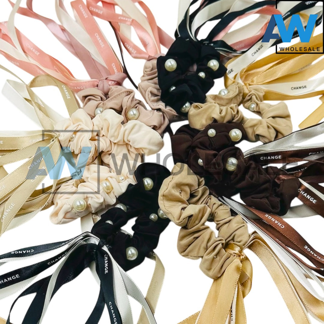 HPN-2304 (10 pcs) Ribbon String Scrunchies Hair Ties