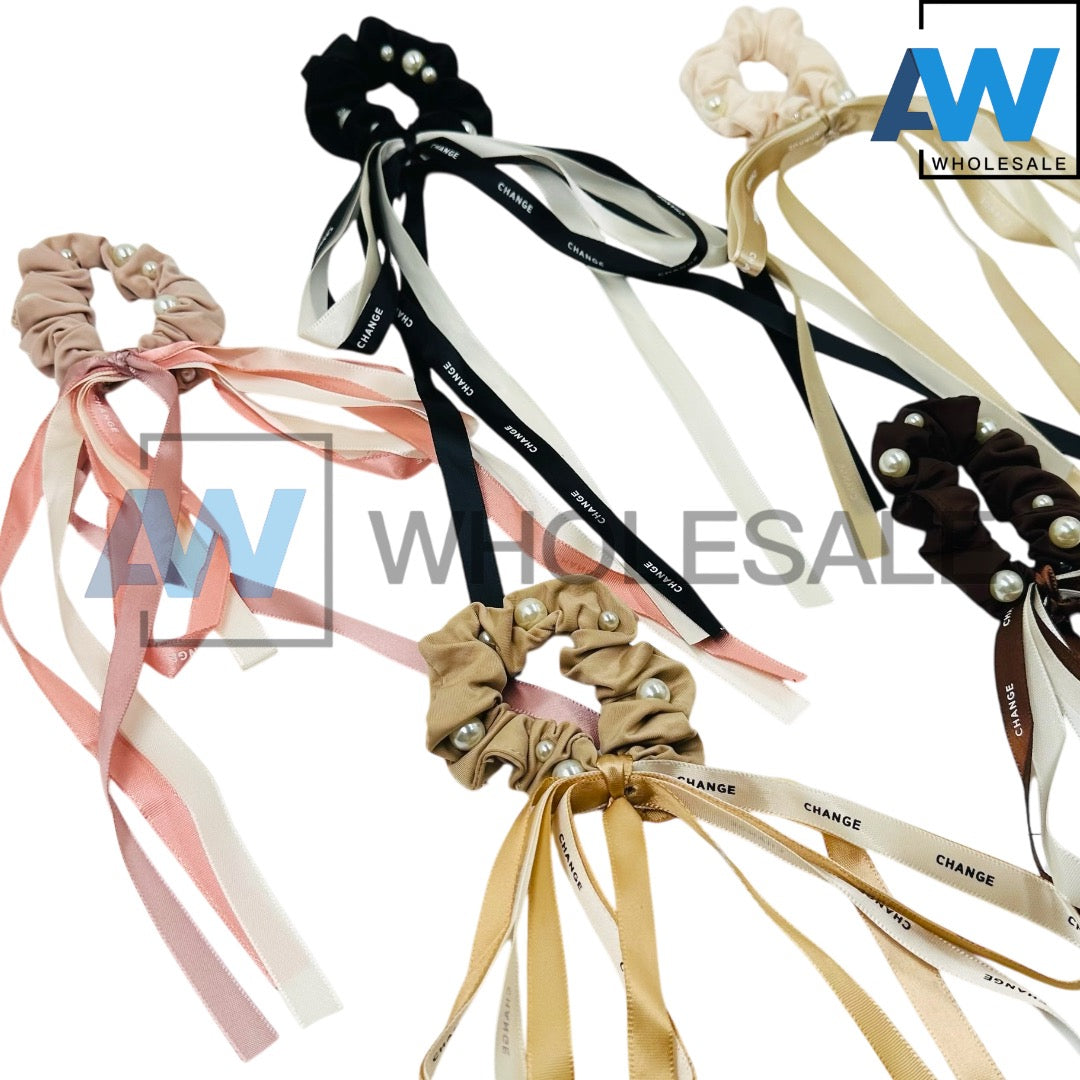 HPN-2304 (10 pcs) Ribbon String Scrunchies Hair Ties