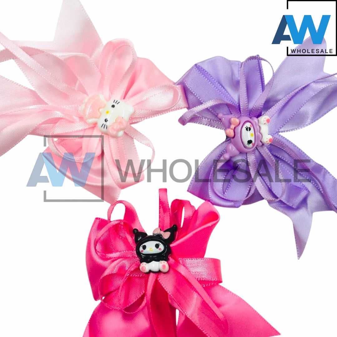 HPN-2351 (12 cards) Character Satin Ribbon Hair Clips