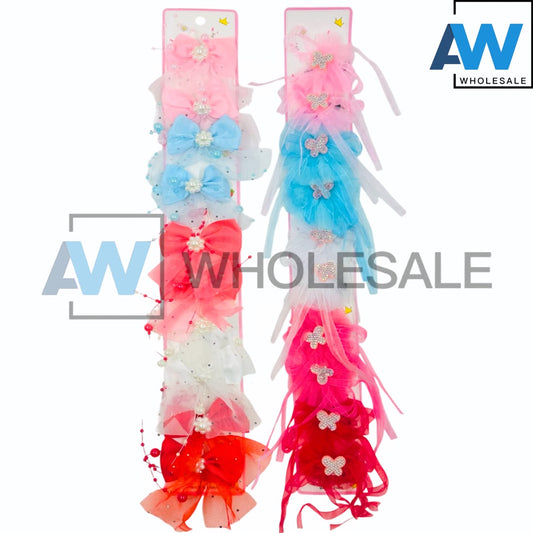 HPN-2352 (10 pcs) Pearl Ribbon Lace Hair Clip