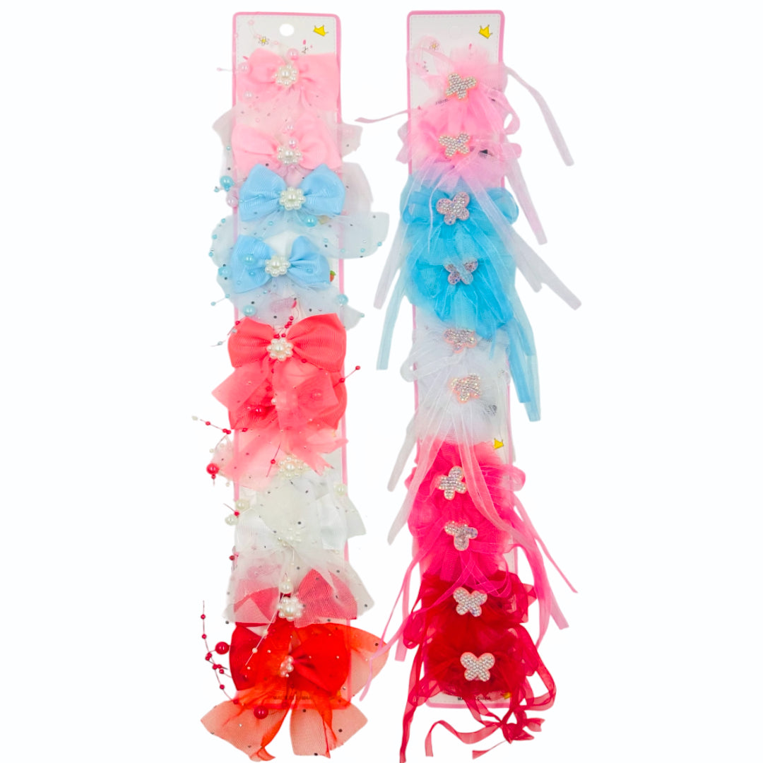 HPN-2352 (10 pcs) Pearl Ribbon Lace Hair Clip