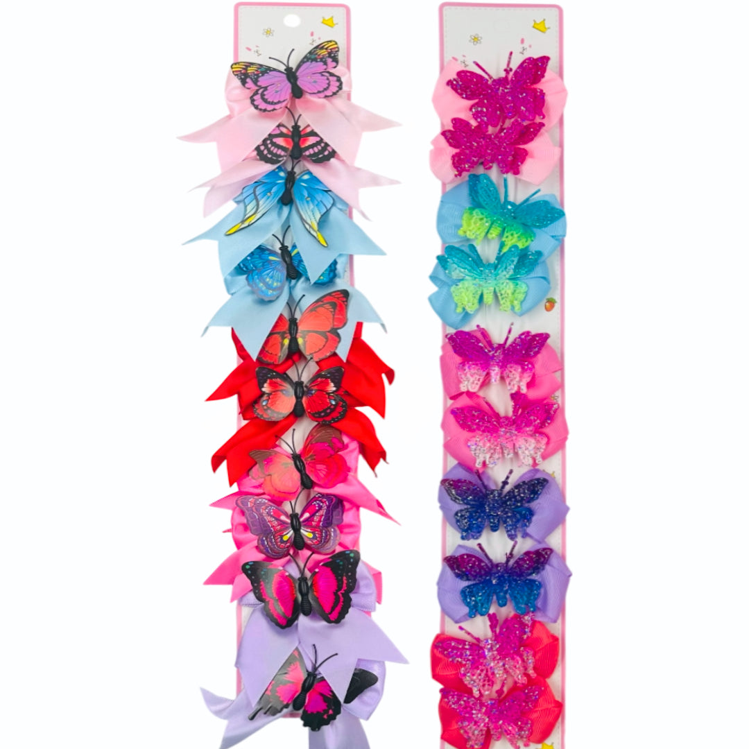 HPN-2354 (10 pcs) Butterfly Ribbon Hair Clips