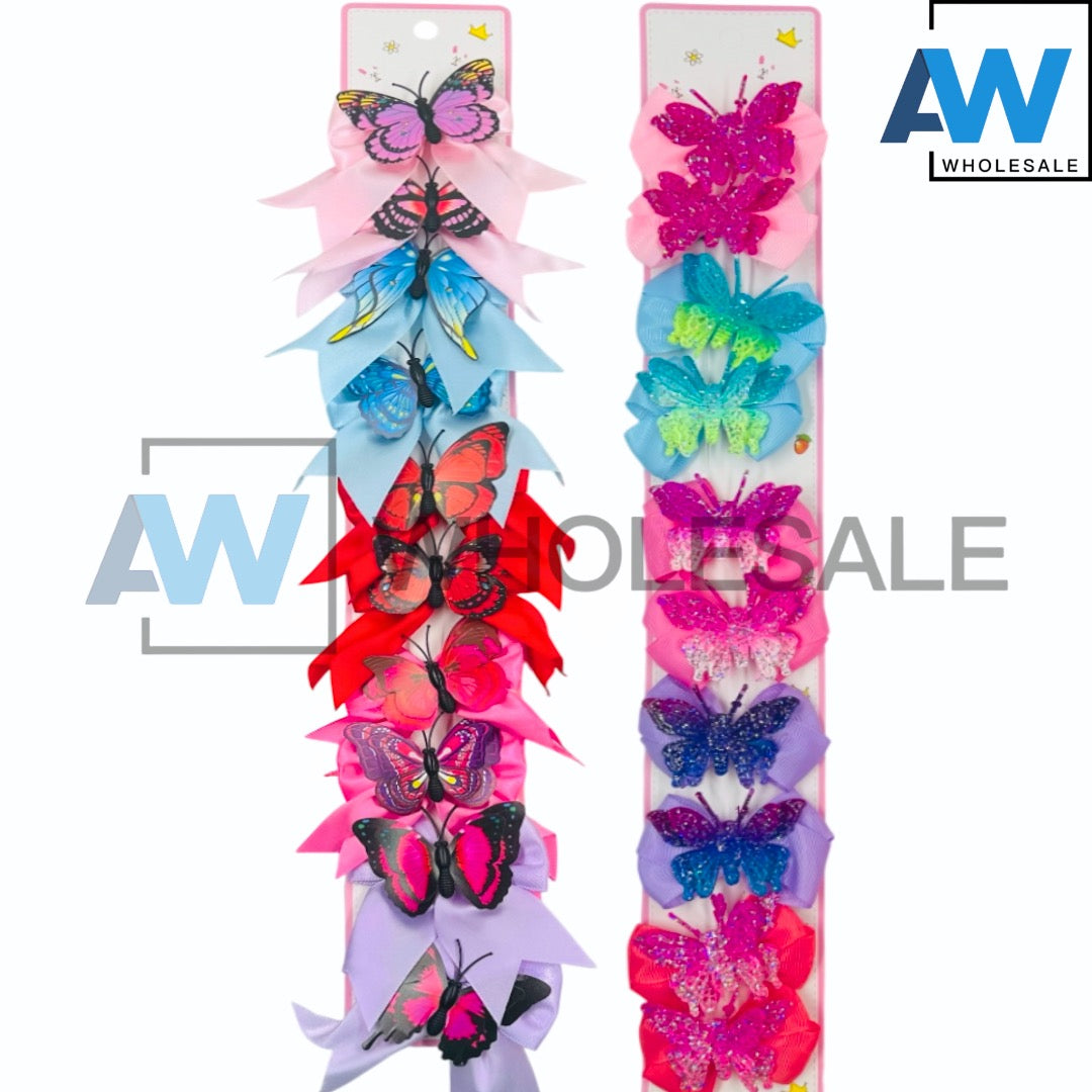 HPN-2354 (10 pcs) Butterfly Ribbon Hair Clips