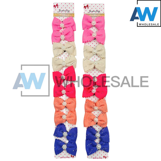 HPN-2366 (10 pcs) Pearl Ribbon Hair Clips