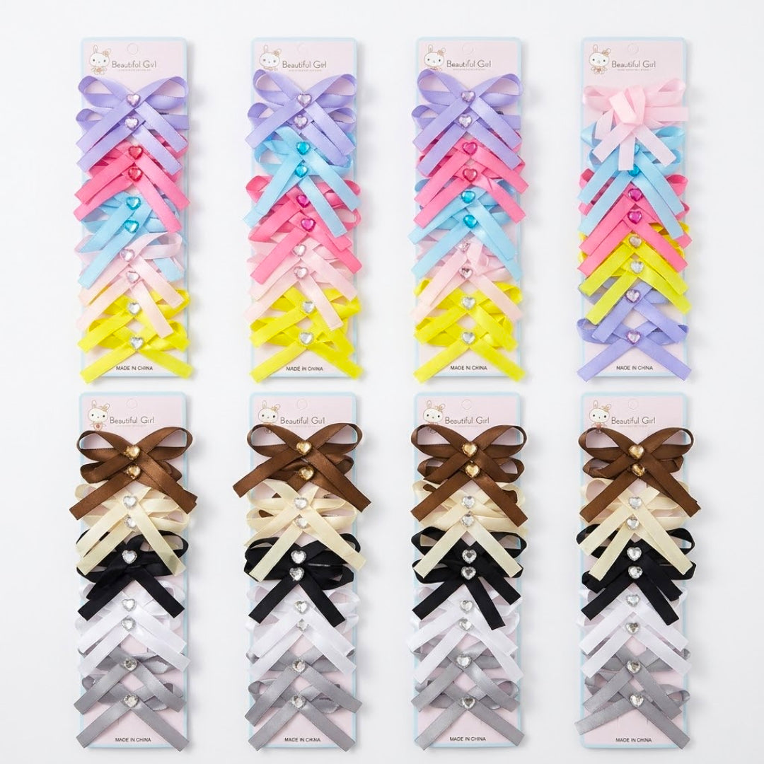 HPN-2383 (10 pcs) Gemstone Ribbon Hair Clip