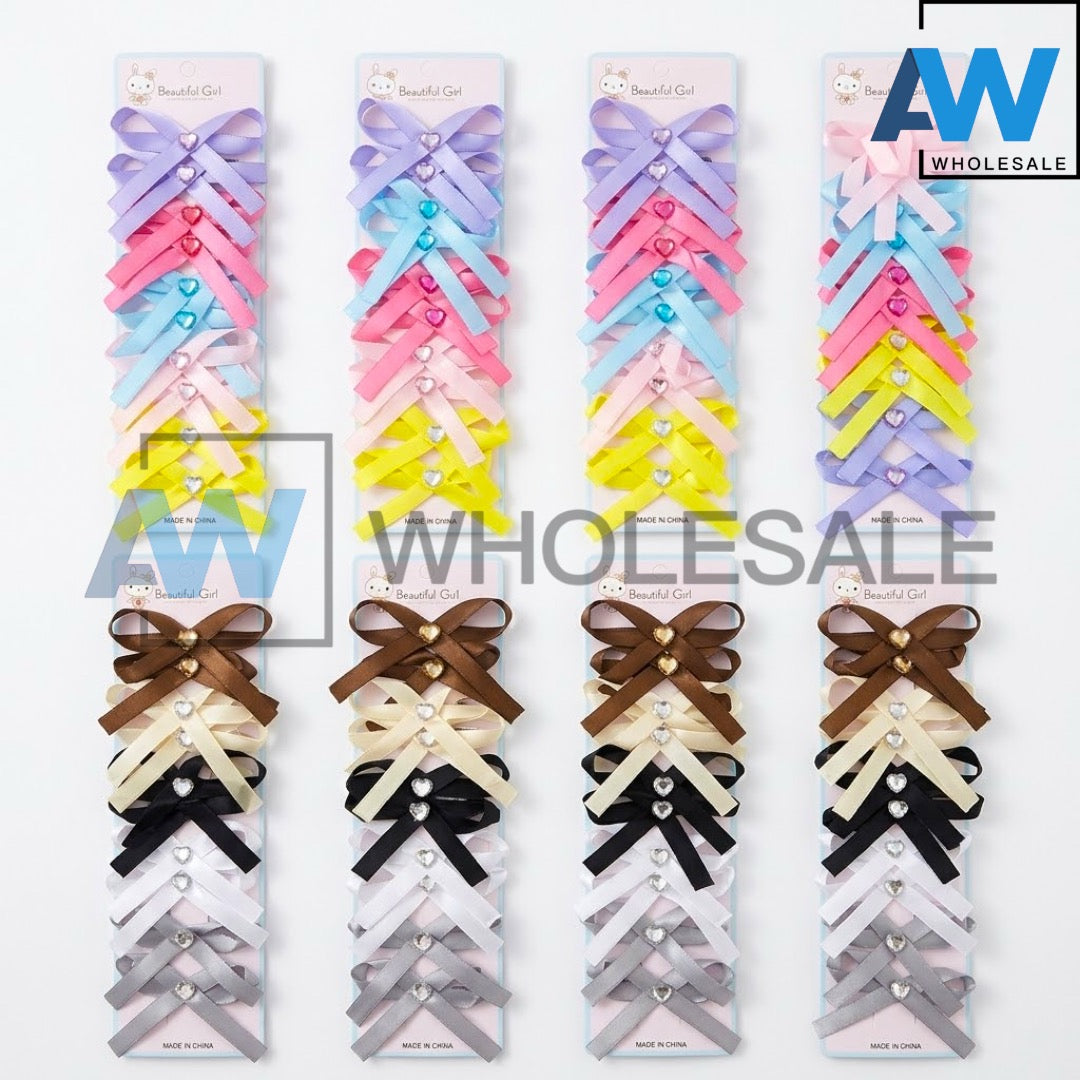 HPN-2383 (10 pcs) Gemstone Ribbon Hair Clip