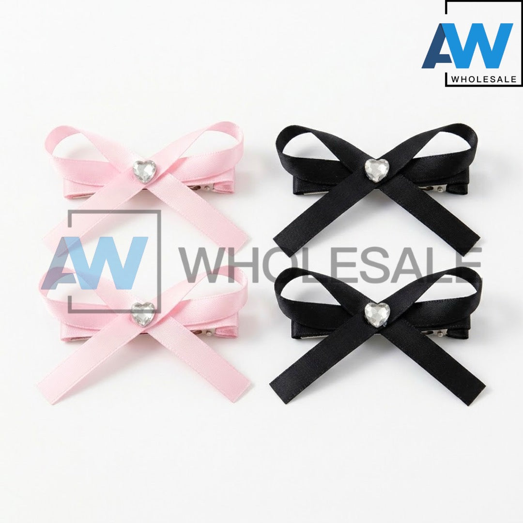 HPN-2383 (10 pcs) Gemstone Ribbon Hair Clip
