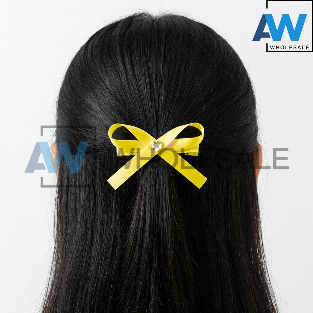 HPN-2383 (10 pcs) Gemstone Ribbon Hair Clip
