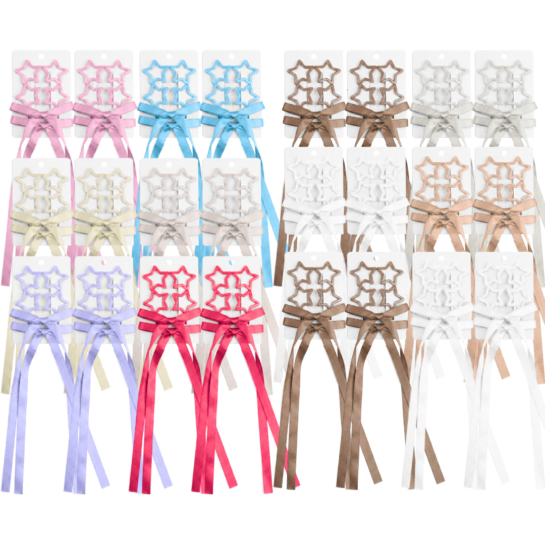 HPN-2384 (12 cards) 4 Star Snap + 2 Hair Clip Ribbon