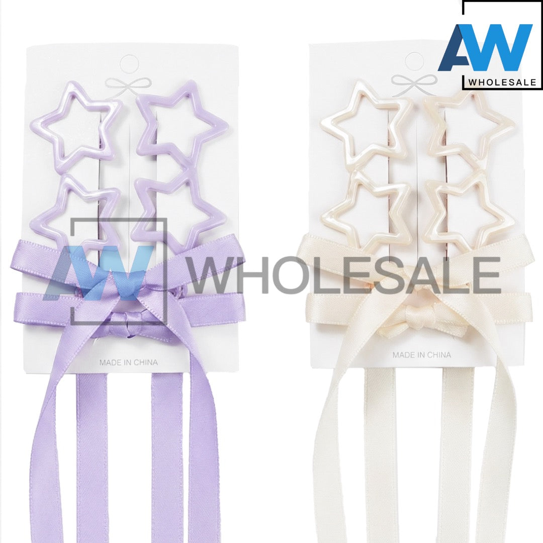 HPN-2384 (12 cards) 4 Star Snap + 2 Hair Clip Ribbon