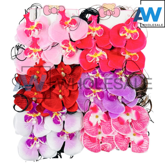 HPN-2403 (24 pcs) Pearl Orchid Hair Extensions Hair Clip