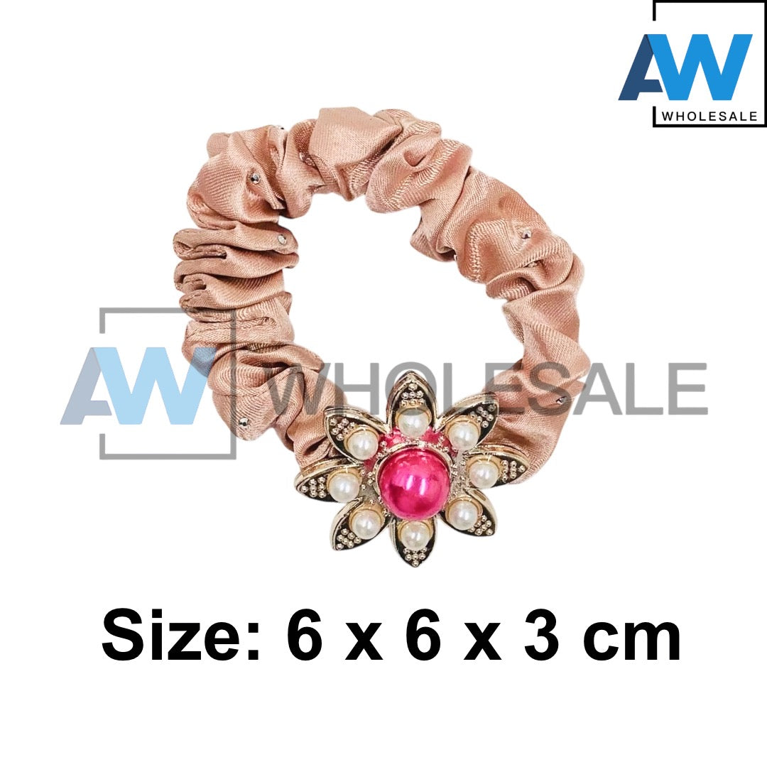 HPN-2406 (10 pcs) Pearl Diamond Scrunchies Hair Ties