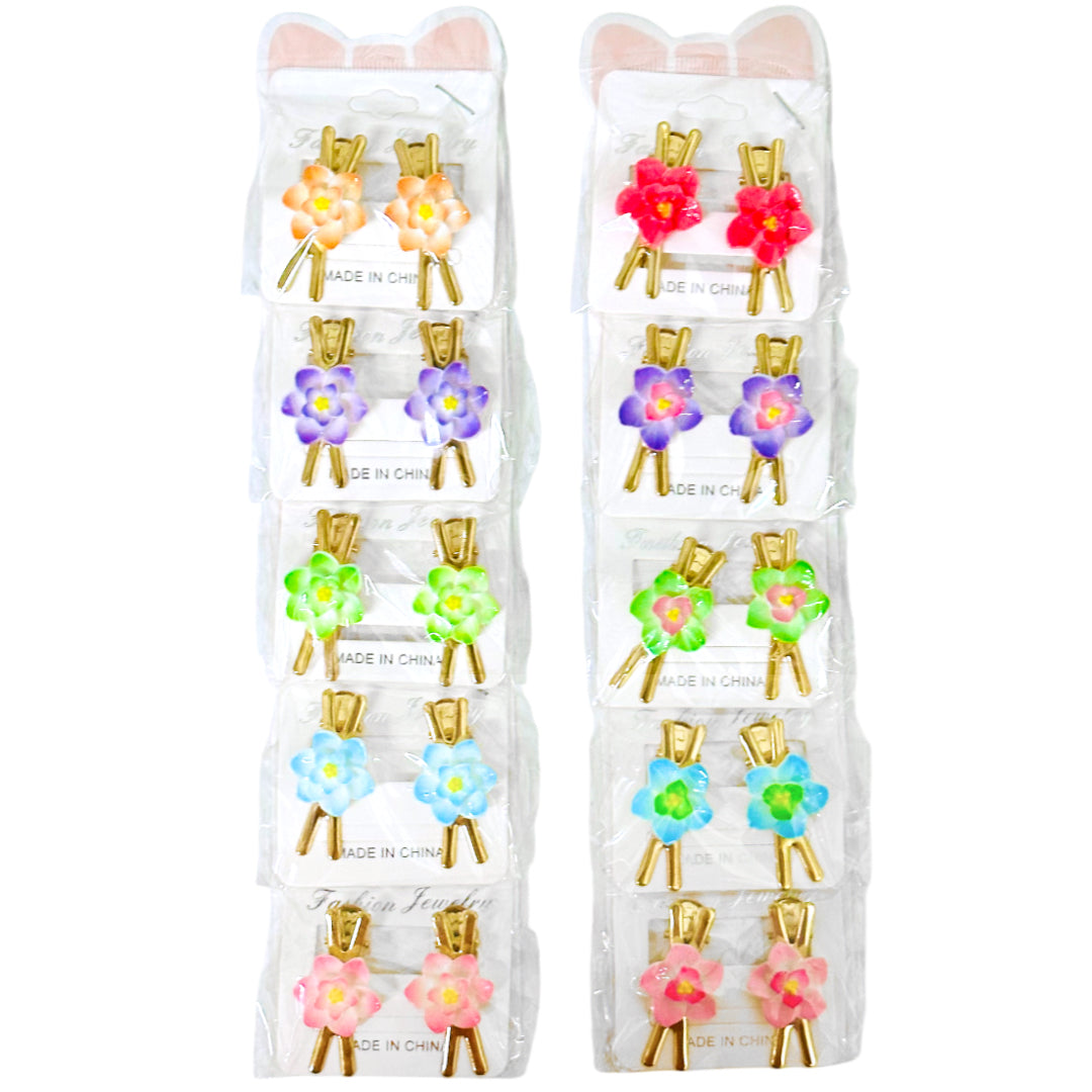 HPN-2408 (10 pcs) Flower Golden Hair Clips