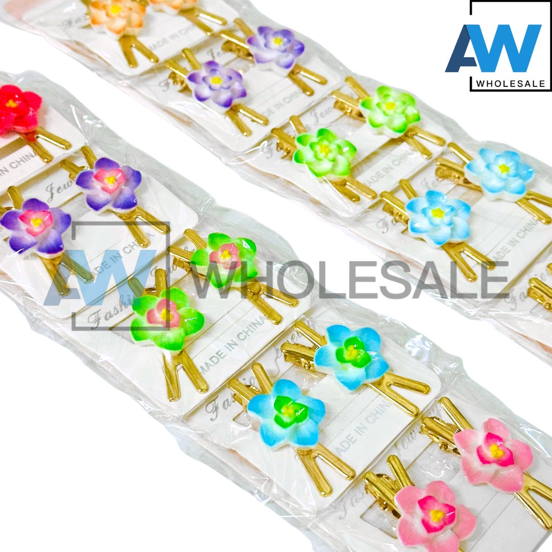 HPN-2408 (10 pcs) Flower Golden Hair Clips