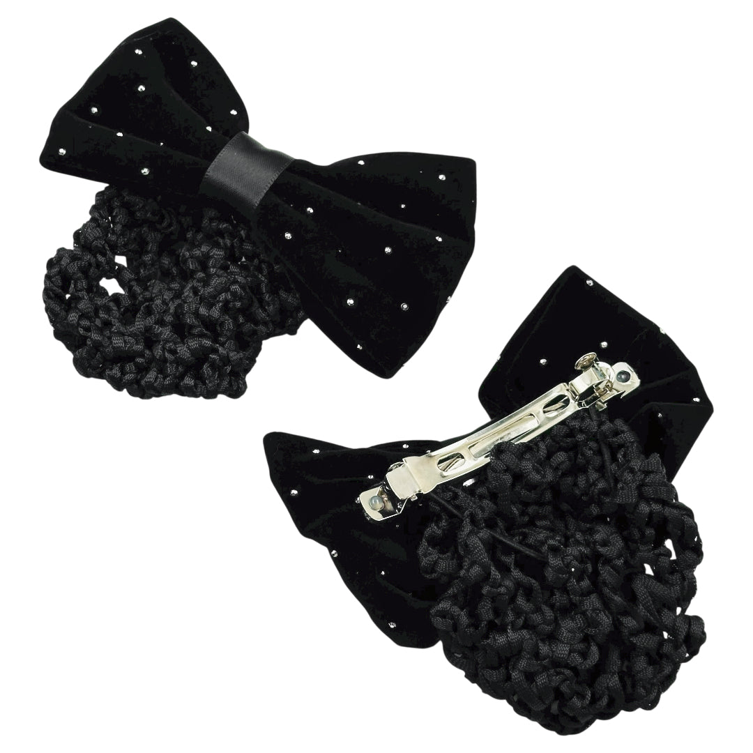 HPN-2417 (12 pcs) Silver Bead Ribbon Hair Net Hair Clip