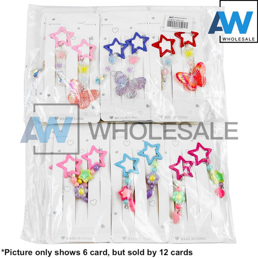 HPN-2421 (12 cards) 2 in 1 Charm Star Hair Clip