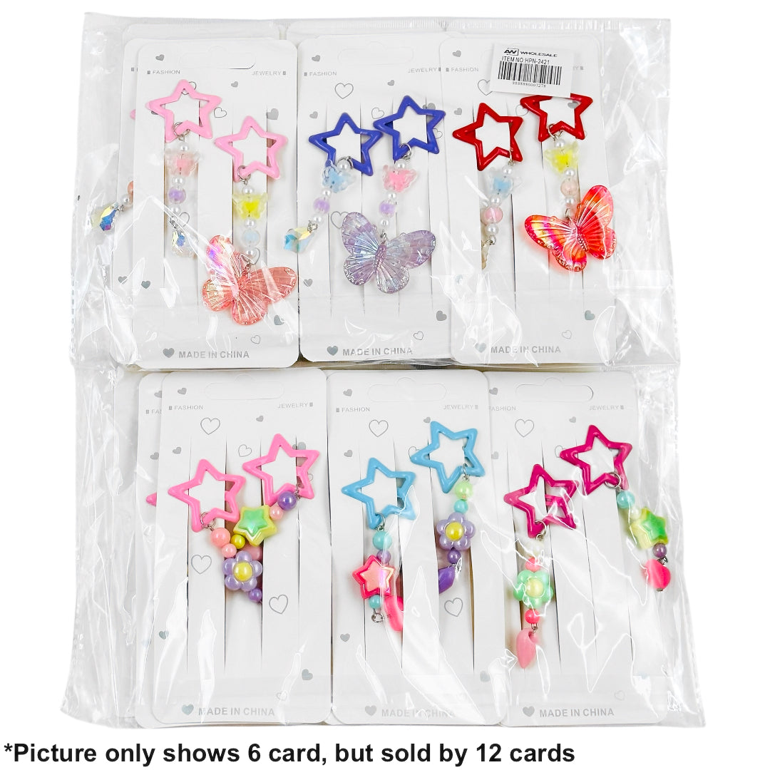 HPN-2421 (12 cards) 2 in 1 Charm Star Hair Clip