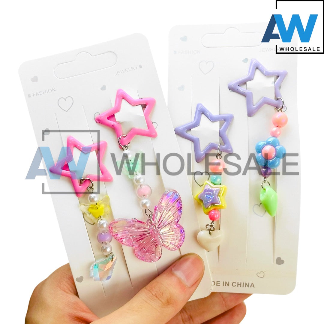 HPN-2421 (12 cards) 2 in 1 Charm Star Hair Clip