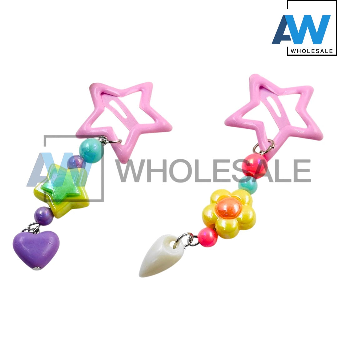 HPN-2421 (12 cards) 2 in 1 Charm Star Hair Clip